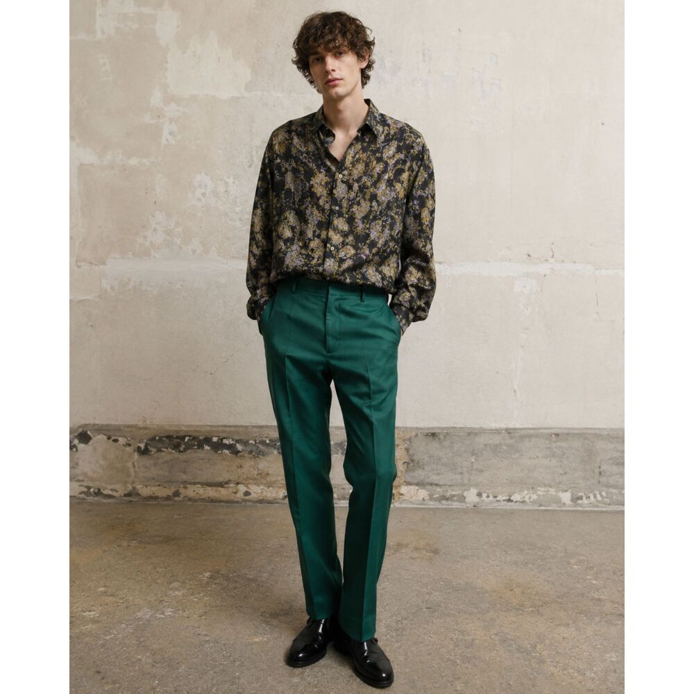 DRIES VAN NOTEN Green Straight Leg Pants Trousers   Mens Size 42